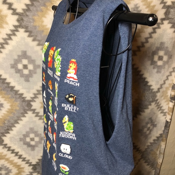 Navy Super Mario Bros Cut Off Sleeves T-shirt - Picture 5 of 6